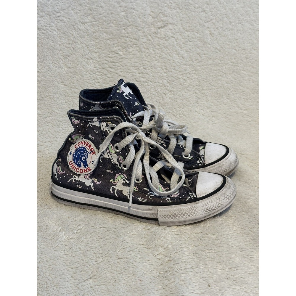 Converse All Star Girl's Navy Blue Unicorn Space Hightop Sneakers Size 12